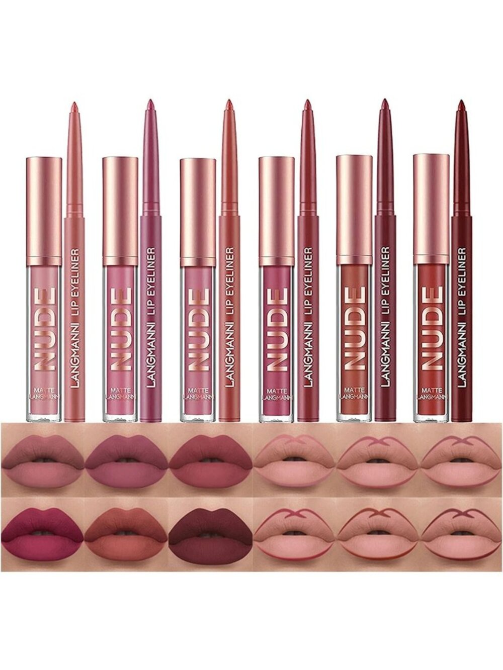 12Pcs Matte Liquid Lipstick & Lip Liner Set - Long-Lasting Lip Makeup Combo